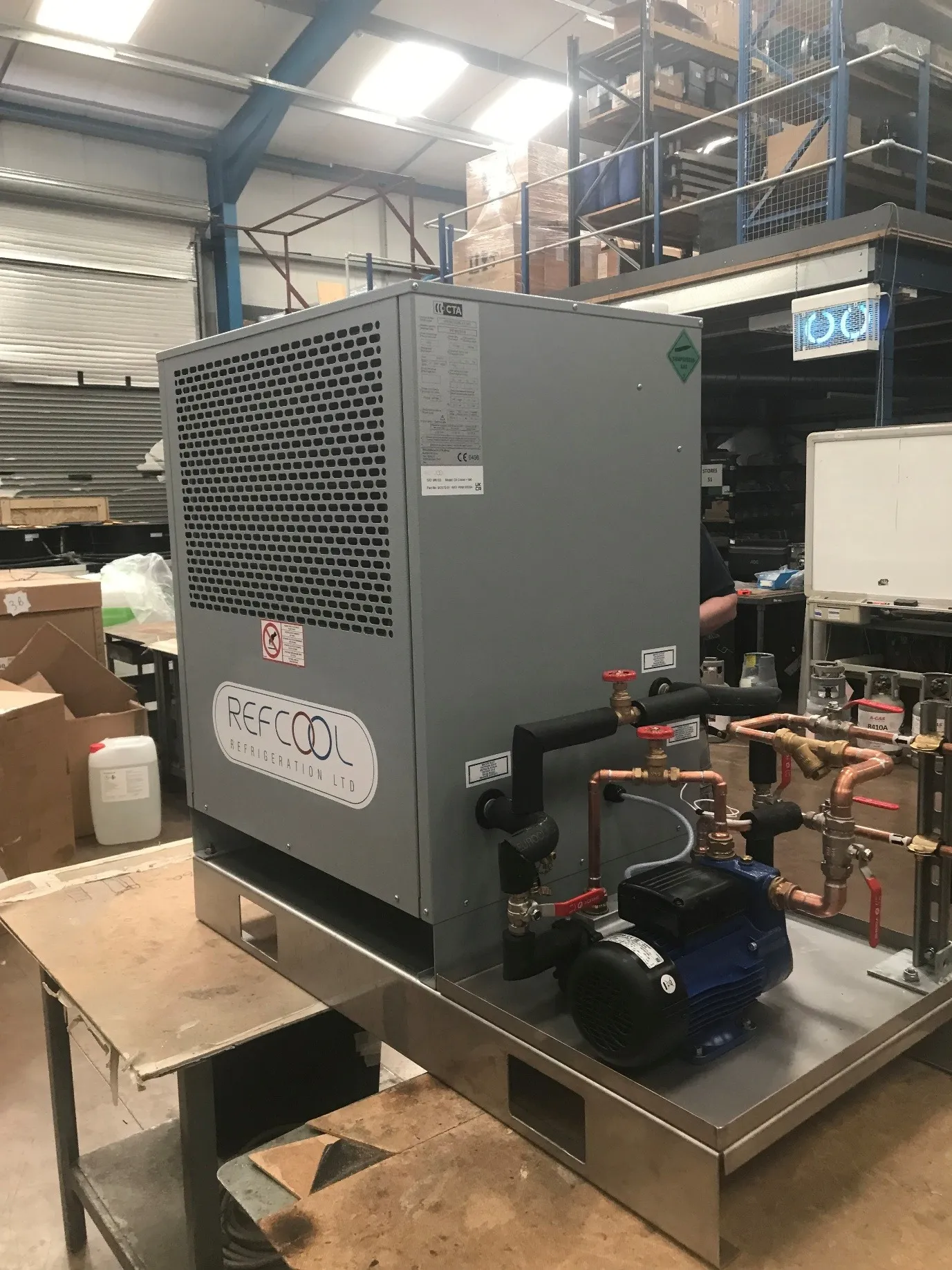 Custom-built Refcool chiller unit with integrated components